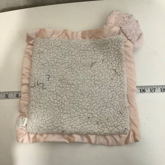 Mudpie Pink Elephant Baby Security Blanket Plush Lovey 12"x12" Soft Satin Trim - Picture 3 of 6